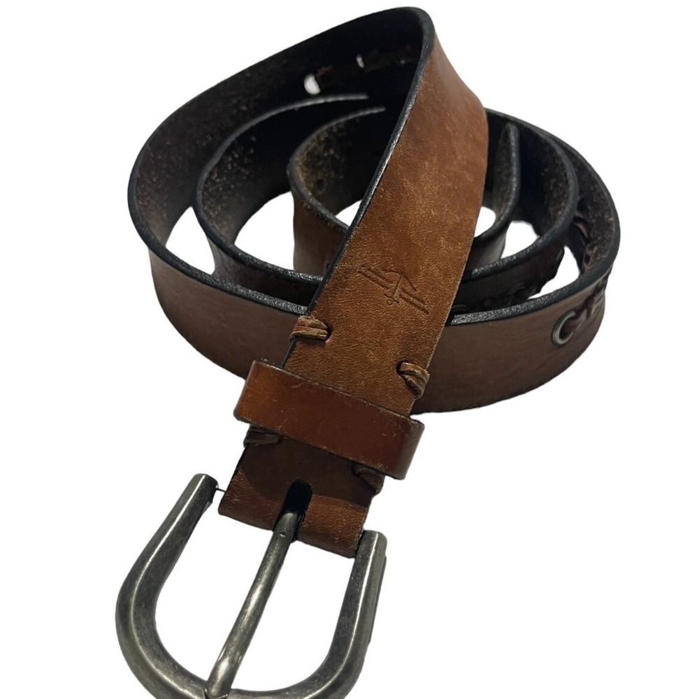 Dockers Mens Tan Brown‎ Genuine Leather Belt Grommet Detail XL 33250 35-39
